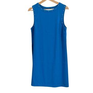 Susana Monaco Blue Sleeveless Silver Studded Keyhole Back Dress Size 8 NWT